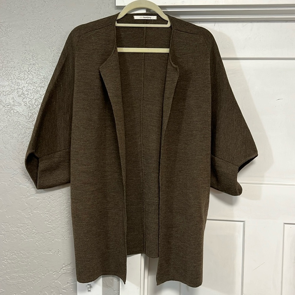 WOOL SIBIN LINNEBJERG EVI ANTHRACITE KIMONO CARDIGAN MEDIUM